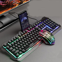 Load image into Gallery viewer, Gaming keyboard Mouse Combos LED Backlit USB Wired Mechanical Keyboard Mouse Set with Phone Holder for PC Computer Gamer