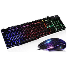 Load image into Gallery viewer, T6 Rainbow LED Backlit Multimedia Ergonomic USB Gaming Keyboard Wired Mouse and Mouse Pad for PC Laptop Computer Users Gamers