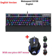 Load image into Gallery viewer, Original Motospeed CK108 Mechanical Keyboard 104 Keys RGB Switch Gaming Wired LED Backlit Anti-Ghosting for Gamer Computer PC
