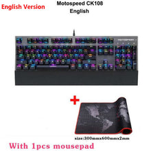 Load image into Gallery viewer, Original Motospeed CK108 Mechanical Keyboard 104 Keys RGB Switch Gaming Wired LED Backlit Anti-Ghosting for Gamer Computer PC