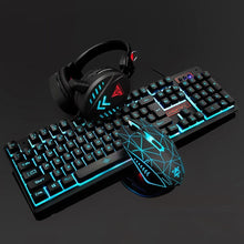 Load image into Gallery viewer, 4Pcs Illuminated Gaming Mouse Pad Accessories Home Mechanical Wired USB Keyboard Set Computer Desktop Backlight Headset
