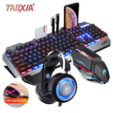 Load image into Gallery viewer, Real Mechanical Hand Feeling Keyboard with Mouse Headset Set Desktop Computer Notebook Game Wired USB Esports Wrangler Keyboards
