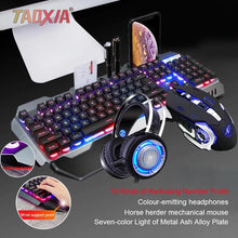 Load image into Gallery viewer, Real Mechanical Hand Feeling Keyboard with Mouse Headset Set Desktop Computer Notebook Game Wired USB Esports Wrangler Keyboards
