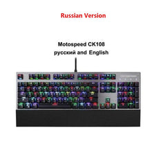 Load image into Gallery viewer, Original Motospeed CK108 Mechanical Keyboard 104 Keys RGB Switch Gaming Wired LED Backlit Anti-Ghosting for Gamer Computer PC
