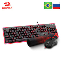 Load image into Gallery viewer, Redragon S107 USB Gaming Membrane RGB Keyboard mouse pad combos 104 keys 3200 DPI 6 buttons Mice Set Wired computer PC game
