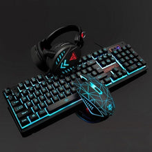 Load image into Gallery viewer, 4Pcs/set Illuminated Computer Waterproof Gaming Mouse Headset Pad USB Home Wired Backlight Desktop Ergonomic Keyboard Set
